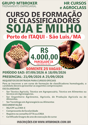 CURSO DE FORMACAO DE CLASSIFICADORES DE SOJA E MILHO - SETEMBRO 2026 EM SAO LUIS MA